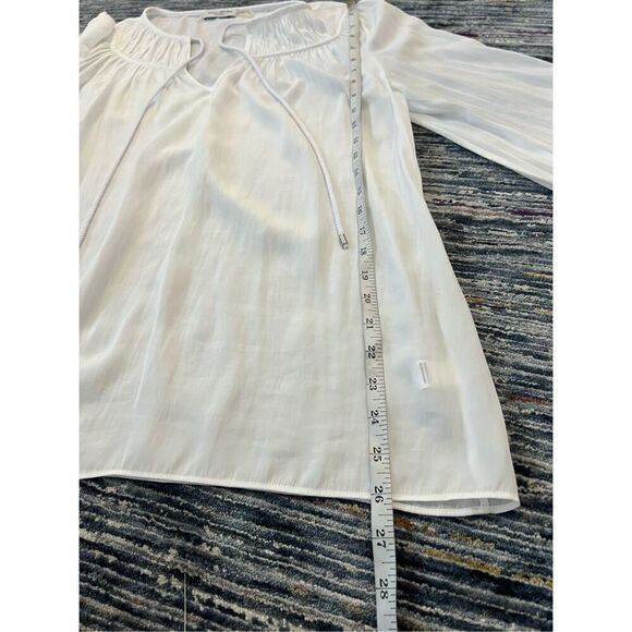 RAMY BROOK AMAL LONG BELL ACCORDION SLEEVE TIE NECK BLOUSE WHITE sz S - Picture 8 of 10